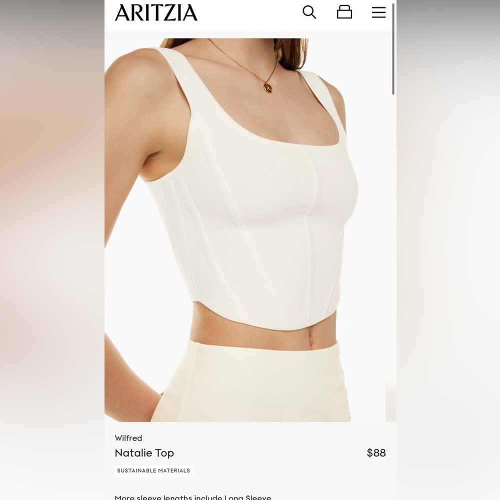 Aritzia Natalie Top xxs white